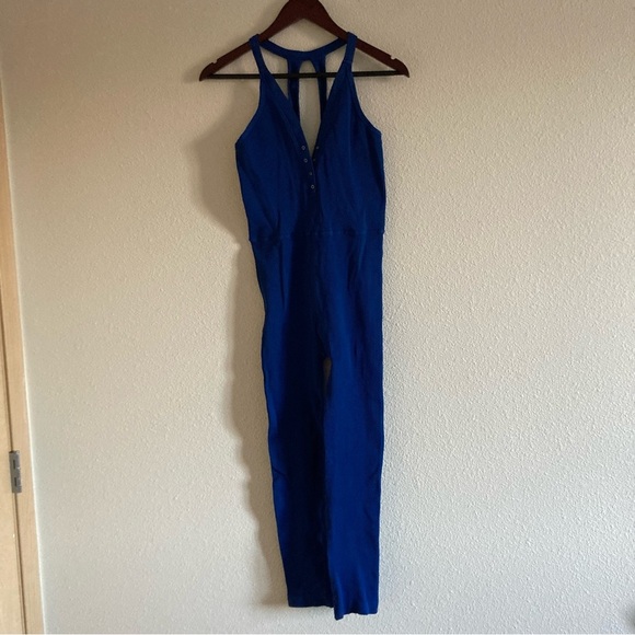 Free People Movement Women's Blue Ribbed Jumpsuit Size M - Picture 4 of 10